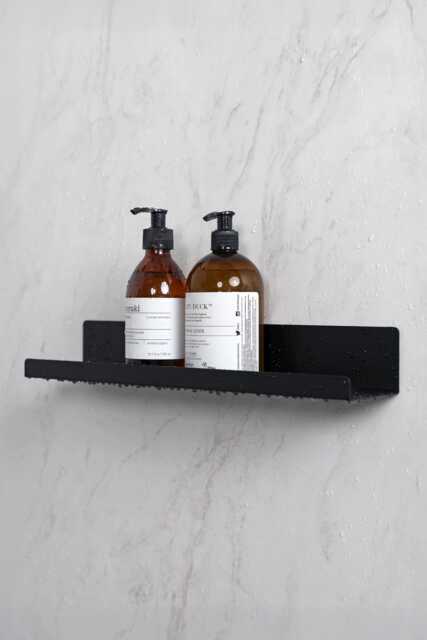 Self Adhesive Shelf Black Matte Metal Shower Caddy Minimalist Bathroom Shelf Mounted With Tape Screwless No Drilling Stainless Favio - image 1