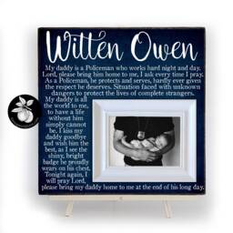 Personalized Police Officer Gift Thin Blue Line Photo Frame - 16x16 - thumbnail 1