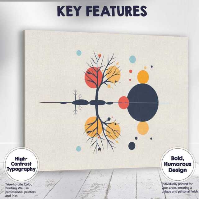 Abstract Geometric Tree Reflection Minimalist Nature Canvas Wall Art Print Decor Picture Ready To Hang - image 1
