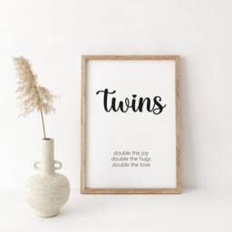 Twins Wall Art Wood Nursery Decor - Double The Joy, Hugs & Love Twin Baby Shower Gift Decorations - thumbnail 3