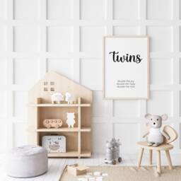 Twins Wall Art Wood Nursery Decor - Double The Joy, Hugs & Love Twin Baby Shower Gift Decorations - thumbnail 2