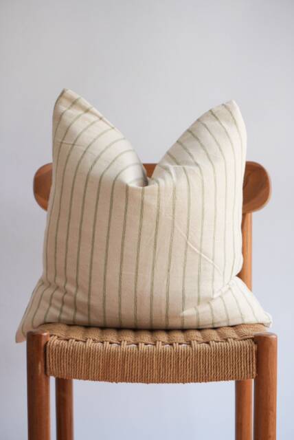 "Hmong Batik Striped Pillow Cover Neutral Home Decor - 20"" X 20" - image 1