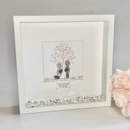 Tree Engagement Pebble Art Couples Engaged Gift Picture Frame For Newly Couple Keepsake With Heart Tree She Said Yes - thumbnail 2