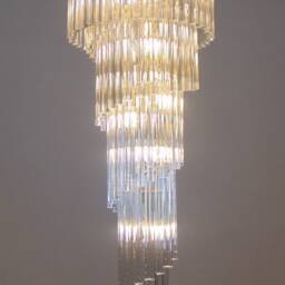 Murano Glass Clear Trihedral Chandelier Falling Cascade Spiral Shape - thumbnail 2