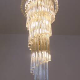 Murano Glass Clear Trihedral Chandelier Falling Cascade Spiral Shape - thumbnail 3