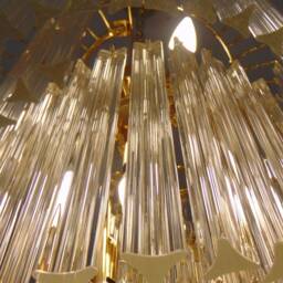 Murano Glass Clear Trihedral Chandelier Falling Cascade Spiral Shape - thumbnail 4