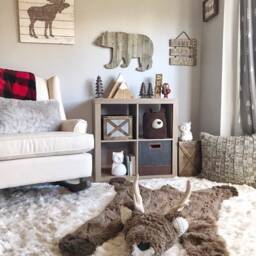 Plush Deer Rug in Faux Fur For Woodland Kids Room Decor - thumbnail 3