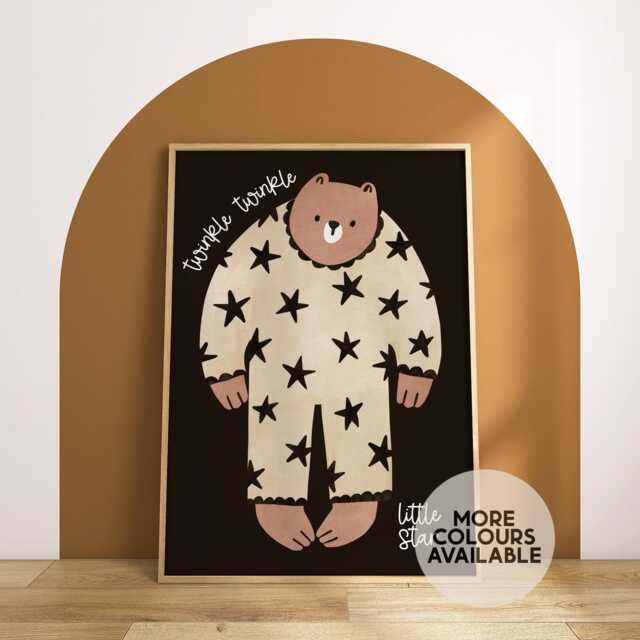 Twinkle Little Star Print - Boho Nursery Quote Playroom Scandi Rhyme-Unframed - image 1