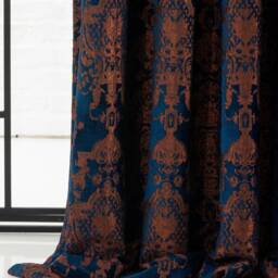 Baroque Dark Colored Damask Curtain, Victorian Luxury Velvet. Custom Classic Window Panel. Rod Pocket, Grommet, Hook & Ring Hanging Style - thumbnail 2