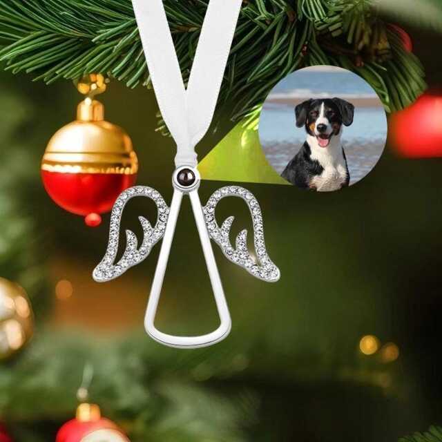 Personalized Angel Wings Photo Projection Ornament Custom Memorial Ornaments Christmas Bauble - image 1