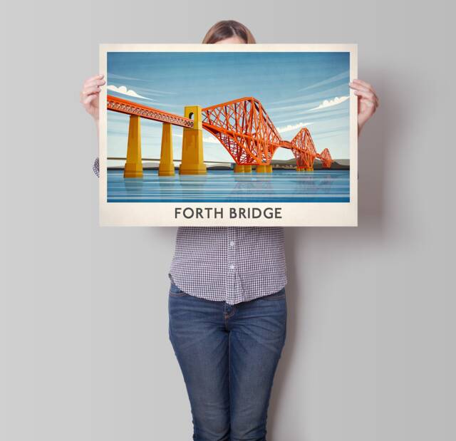 Forth Bridge, Scottish Travel Print, Edinburgh To North Queensferry, Art, Forth Rail Bridge, Poster - image 1
