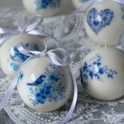 Valentine Toile Candle 1Pc Spherical Soy Beeswax Candle, Unique Home Decor - thumbnail 2