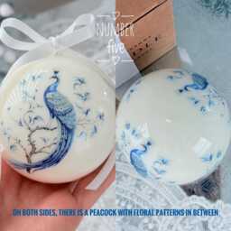 Valentine Toile Candle 1Pc Spherical Soy Beeswax Candle, Unique Home Decor - thumbnail 4