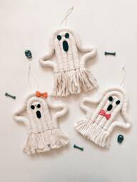 Macram?? Ghost - Macrame Cute Halloween Decor Spooky Season Wall Hanging - thumbnail 1