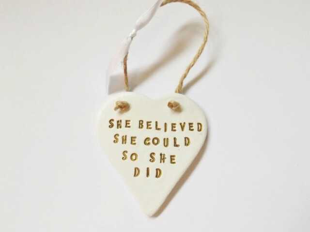 She Believed Inspiring Quote Heart Ornament Empowering Girls Phrase Plaque Meaningful Friends Family Gift - image 1