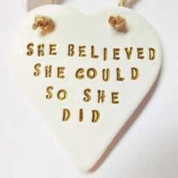She Believed Inspiring Quote Heart Ornament Empowering Girls Phrase Plaque Meaningful Friends Family Gift - thumbnail 3