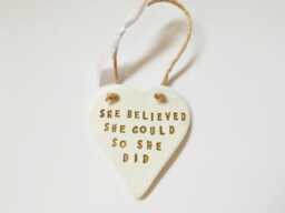 She Believed Inspiring Quote Heart Ornament Empowering Girls Phrase Plaque Meaningful Friends Family Gift - thumbnail 1