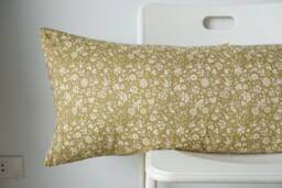 Floral Lumbar Pillow Cover Indian Block Print, Boho Farmhouse Decor - thumbnail 1