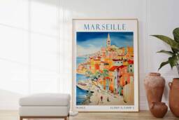 Marseille Travel Print, France Poster, French Art, Colourful Art - thumbnail 1
