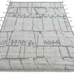 Hand-Knotted Moroccan Beni Ourain Rug, 100% Natural Wool, Modern Berber Carpet For Living Room - thumbnail 2