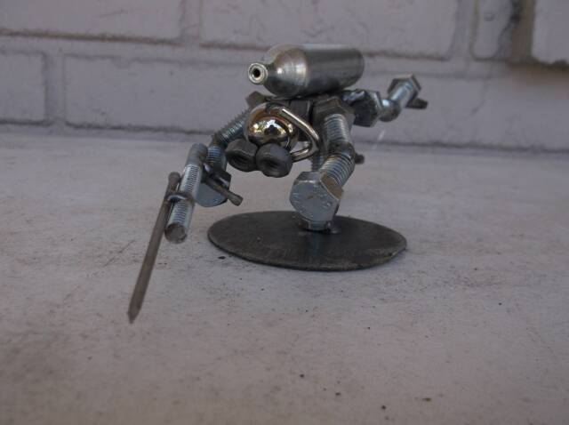Scuba Diver, Metal Bolt Figurine, Water Sports - image 1