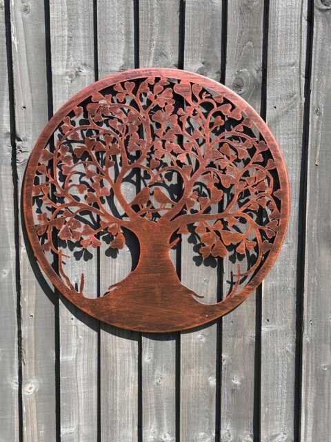 Handmade Bronze Tree Of Life Wall Art, Lovebirds Anniversary Gift - image 1