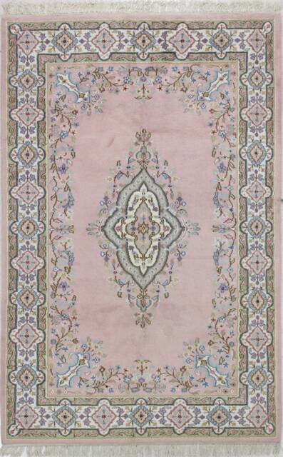 8'8'' X 5'7'' Handmade Hand-Knotted Indo Kerman Transitional Oriental Area Rug A24014