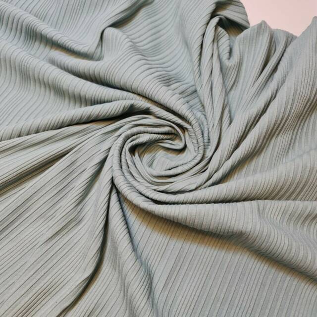 Mint Premium Ribbed Striped Raised Viscose Jersey Stretch Dress Fabric 50 - image 1