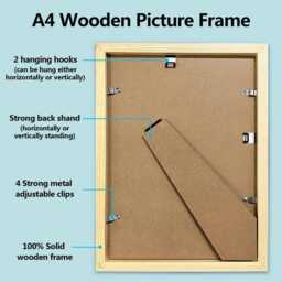 Instax Wide Photo Frame - 4 Large Display A4 Film Minimalist Black White Or Oak Wood - thumbnail 2