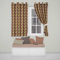 Vintage Chrysanthemum Floral Dark Background Seamless Pattern Classic Design Readymade Eyelet Ring Top Thermal 100% Blackout Curtains - thumbnail 1