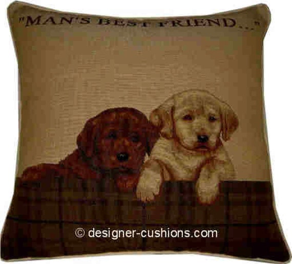 Labrador Puppies - Mans Best Friend in Frame Tapestry Cushion Cover - image 1
