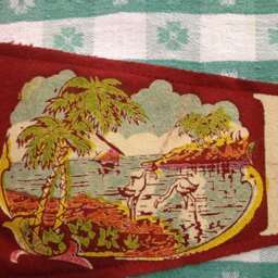 Vintage Aqua & Red Florida Beach Vacation Pennant Pillow - thumbnail 2