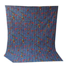 Handmade Kantha Quilt Bohemian Floral Queen Size Bedspread - thumbnail 3