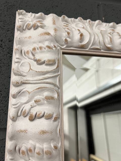 Handmade Wall Mirror Handcrafted Bevelled Mirror Ornate Chalk White Made in Cumbria Art Deco - image 1