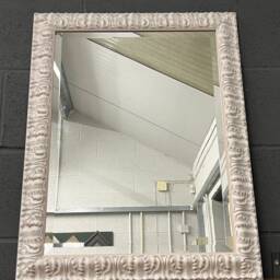 Handmade Wall Mirror Handcrafted Bevelled Mirror Ornate Chalk White Made in Cumbria Art Deco - thumbnail 2