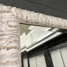 Handmade Wall Mirror Handcrafted Bevelled Mirror Ornate Chalk White Made in Cumbria Art Deco - thumbnail 3
