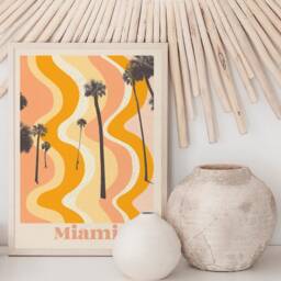 Miami Travel Print - Florida, Retro Summer, Boho Pastel, Abstract Travel, 70S, Beach, Colourful Home Decor, Bohemian, La Vibes Poster - thumbnail 2