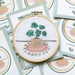 Monstera Embroidery Kit, Diy , Hand Tutorial, Gift For Mother, Plant Lady, Mom Gift, Plant - thumbnail 3
