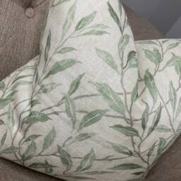 Leaf Trail Cushion Cover, Sanderson Osier Fabric, Decorative Pillow Case , Sofa Throw/Countryside Decor - Green- Double Sided - thumbnail 2