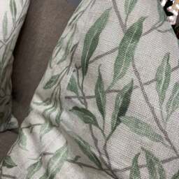 Leaf Trail Cushion Cover, Sanderson Osier Fabric, Decorative Pillow Case , Sofa Throw/Countryside Decor - Green- Double Sided - thumbnail 3