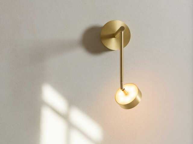 Mid-Century Style Brass Wall Lamp With Adjustable Head Softspot Vertical Sconce/Articulating- Stilnovo in Finish - image 1