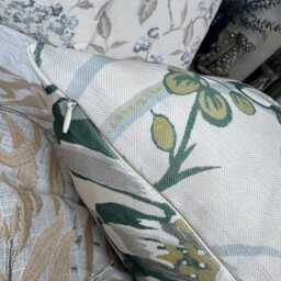 Handmade Floral Green Pillow Cover, Double Sided Cushion Cover With Green Flowers John Lewis Fabric Joanna - thumbnail 2