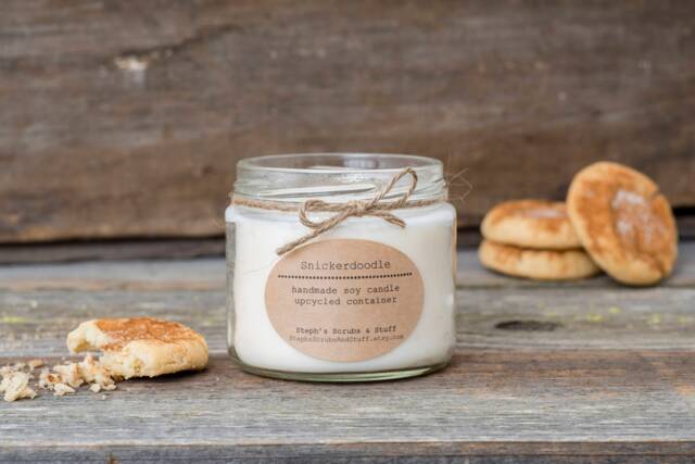 Snickerdoodle Scented Soy Candle, Cookie Holiday Christmas Decor, Wax Candles, Cookies - image 1