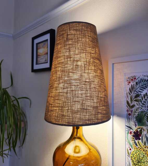 New Mini Hazelnut Brown Cone Lampshade in Linen, Conical Fat Lamp Shade - image 1
