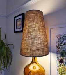New Mini Hazelnut Brown Cone Lampshade in Linen, Conical Fat Lamp Shade