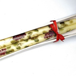 Hand Painted Grapes Ivory Taper Candles, Grapevines Tuscan Kitchen Decor - thumbnail 2