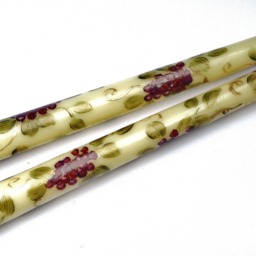 Hand Painted Grapes Ivory Taper Candles, Grapevines Tuscan Kitchen Decor - thumbnail 3