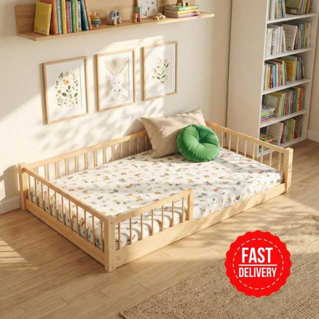 Solid Pine Montessori Floor Bed - Low Ground Toddler Frame By Snuglee - Free Delivery - image 1