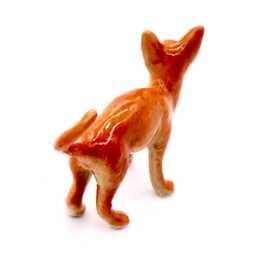 Miniature Ceramic Cat Kitty Little Animal Orange Brown Tail Figurine Small Statue Tiny Decoration Collectible Hand Painted Figure Deco - thumbnail 3