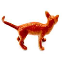 Miniature Ceramic Cat Kitty Little Animal Orange Brown Tail Figurine Small Statue Tiny Decoration Collectible Hand Painted Figure Deco - thumbnail 2